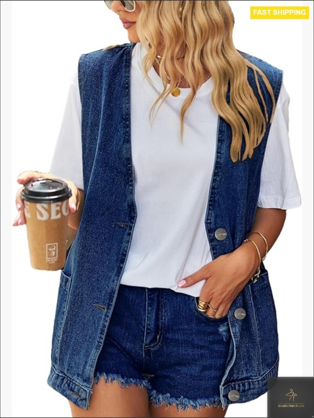 Oversized Denim Vest Sleeveless Button Down Casual Vintage Jean Jacket Top